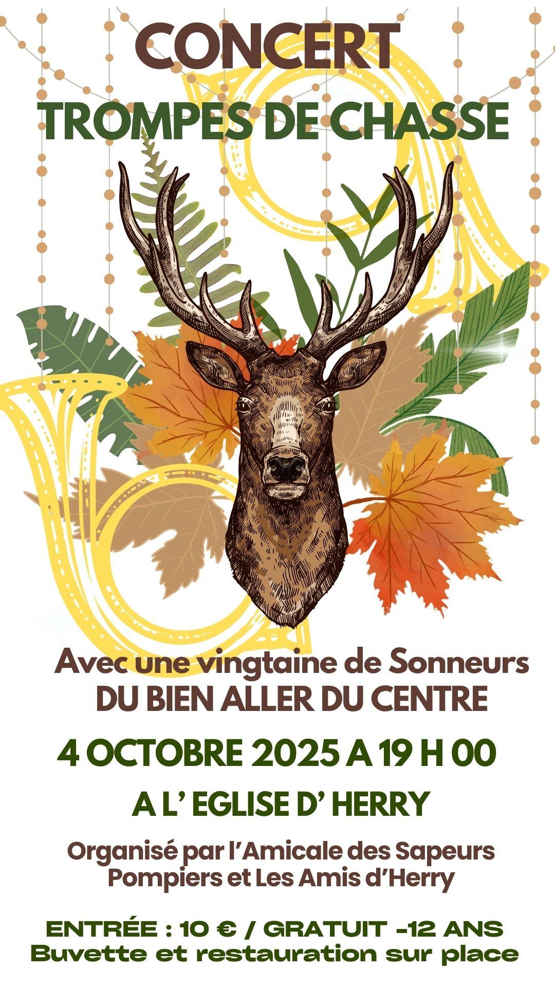 Affiche concert trompes de chasse fond blanc