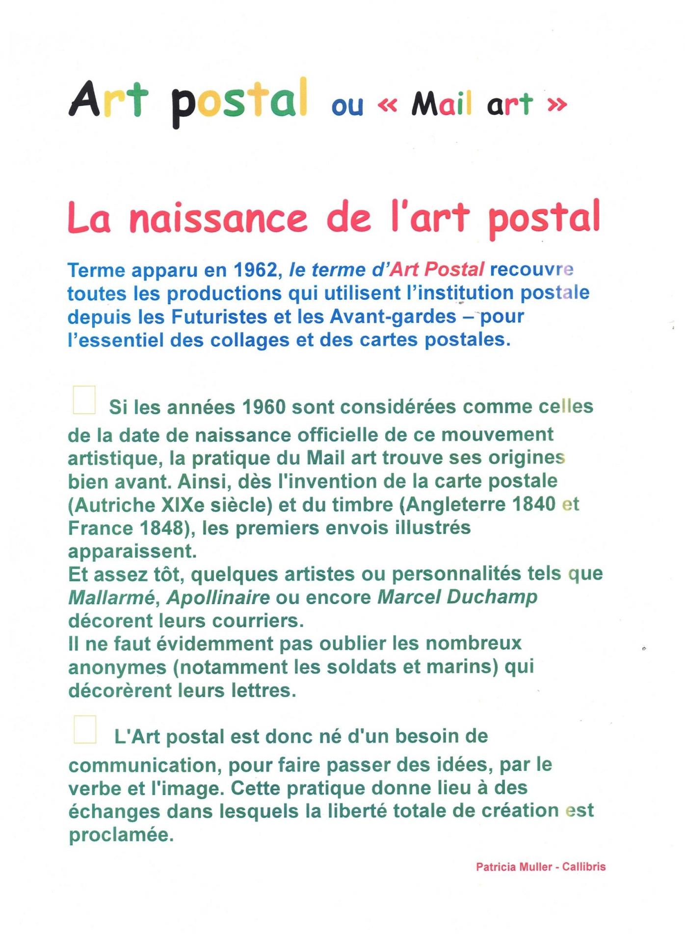 Art postal texte