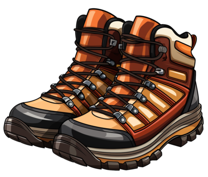 Pngtree durable hiking boots with orange accents png image 14422122