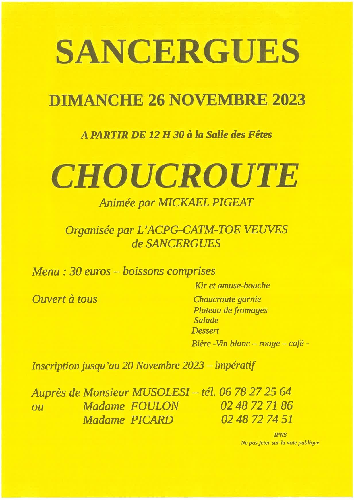 Soiree choucroute 26 11 2023